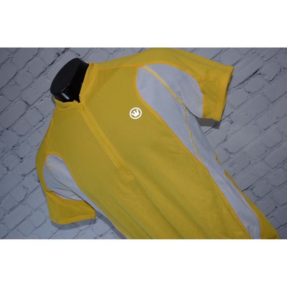 Canari Sprint Jersey Men Large Yellow Back Pockets 1/2 Zip Cycling Top NEW